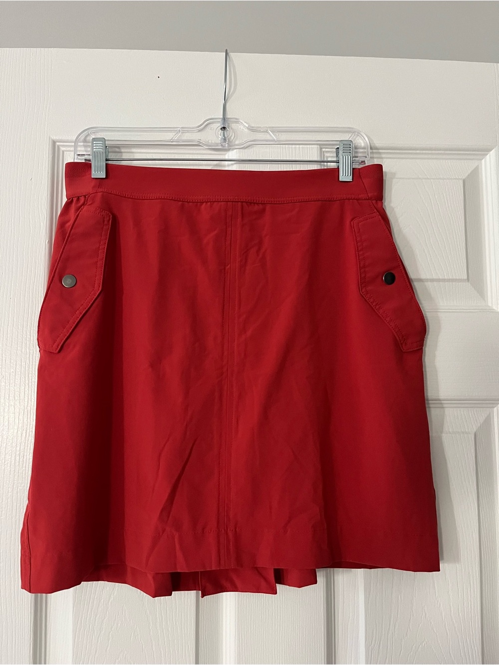 Athleta Red Athletic Skort with Snap Flap Pockets